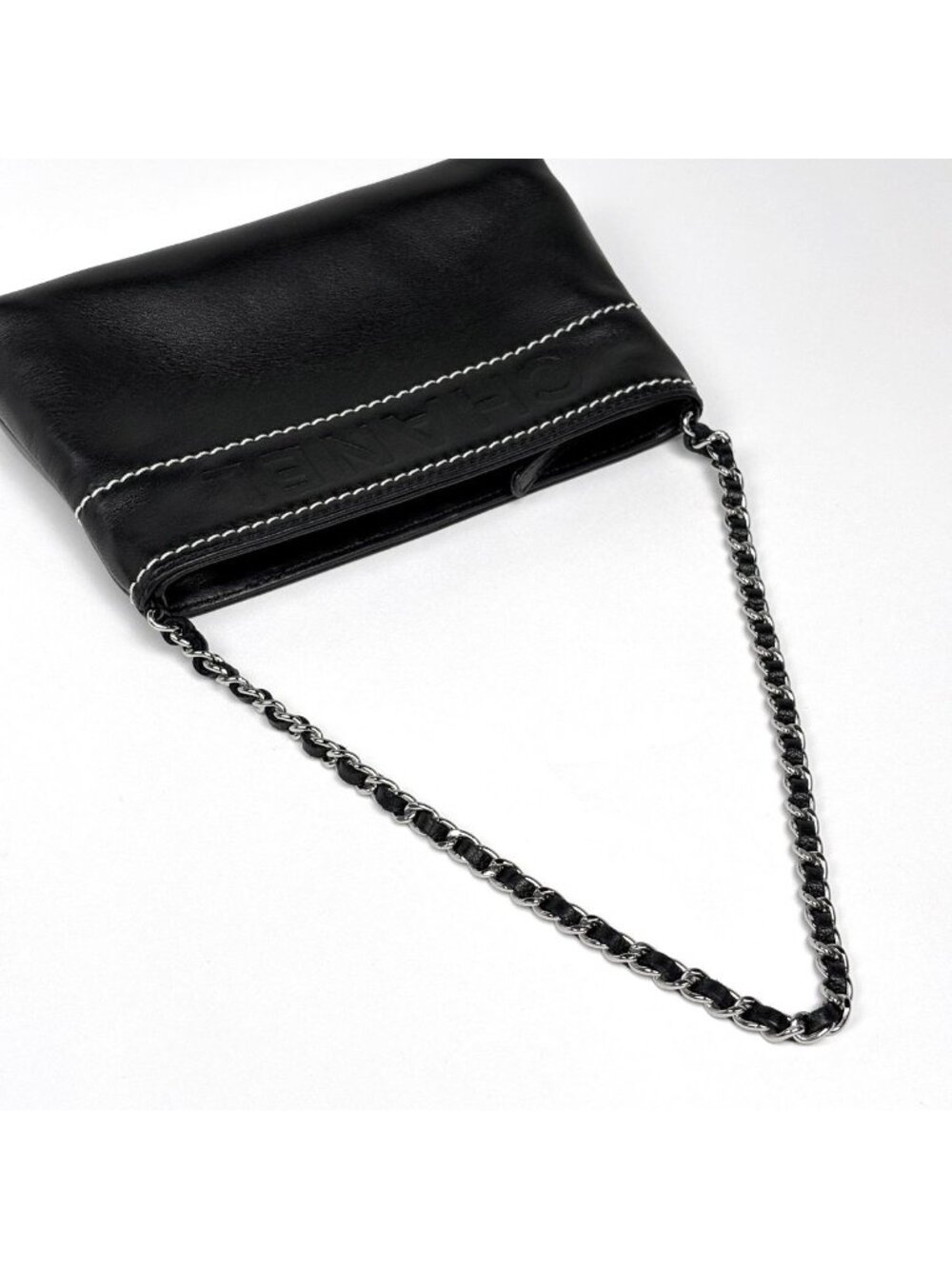 Chanel Logo Che Handbag Pouch Leather Black - Picture 6 of 8